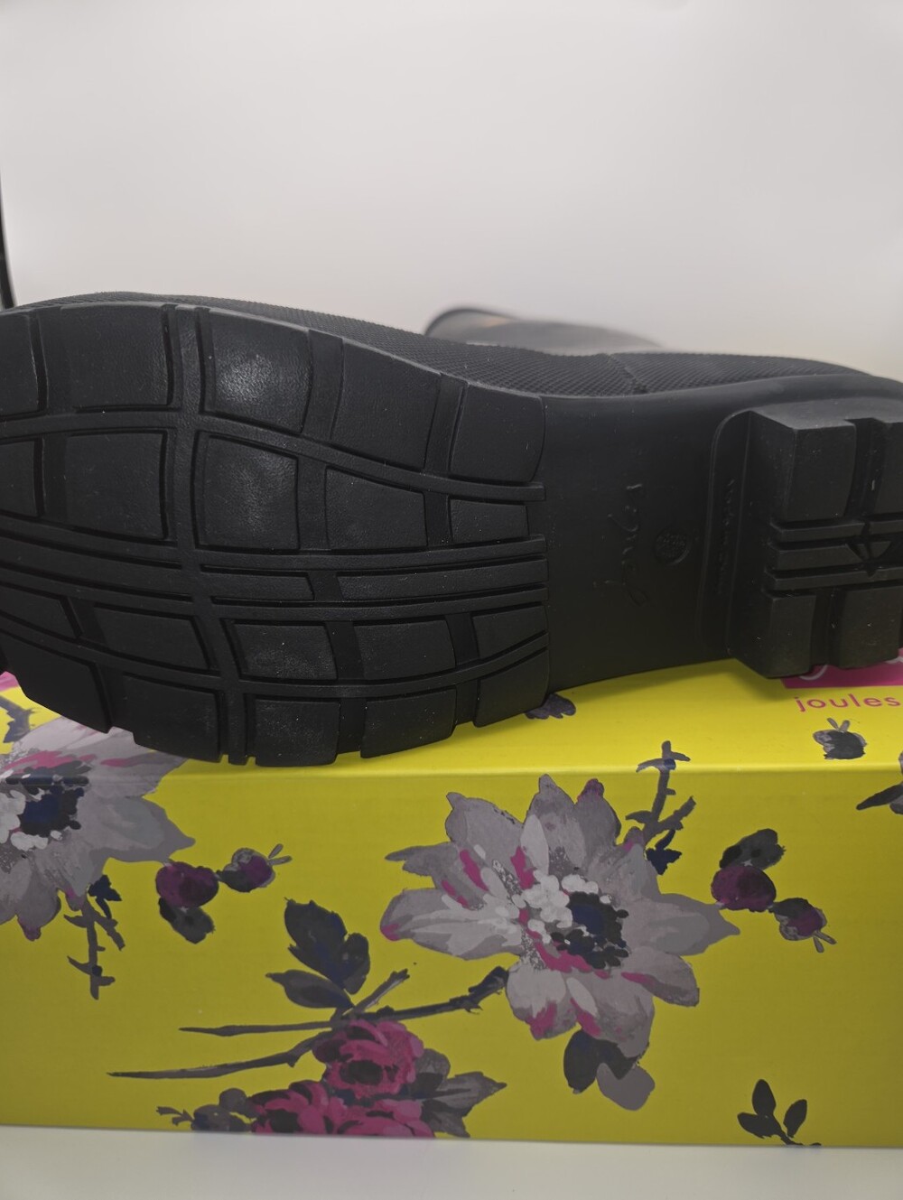 Joules Black Mid Welly Rain Boots with Gold Bee Motif - Picture 7 of 10